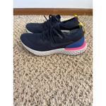 Nike  Women's Navy Blue Gray Epic React‎ Flyknit Running Shoes Size 7.5 Photo 3