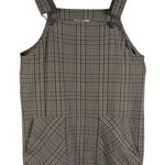 American Eagle Plaid Pinafore Dress M Brown Check Button Strap Mini Dress Photo 0