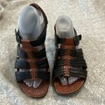 Ariat Black Brown Woven Leather Small Wedge Buckle Strap Sandal Size 8 Photo 0