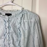J.Crew EUC  women’s pale light blue embroidered ruffle long‎ sleeve blouse small Photo 1