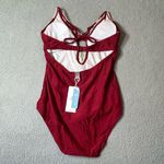 Cupshe Swimsuit Womens M Burgundy Lace Plunge One Piece Swimsuit NEW Photo 1