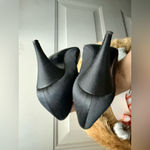 Vintage Bruno Magli black metallic snakeskin satin peep toe heels, size 8M Photo 9