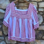 Old Navy  Blue and Red Striped Blouse linen blend size XL Photo 5