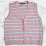 Pink and White Striped Knit Vest Size M Photo 0