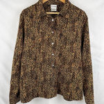 Liz Baker Women's Brown Animal Print Long Sleeved Button Down Blouse Size 18 Photo 0