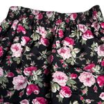 Black Dark Floral High Rise Shorts Elastic Waist Pockets Romantic Cottagecore Photo 8