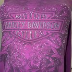 Harley Davidson Harley-Davidson Purple Rhinestone Long Sleeve Thermal Shirt Medium Women Mcbling Photo 1