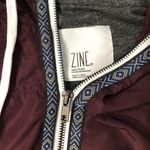 NWOT ZINE Medium Zip Up Aztec Maroon Jacket White Photo 3