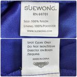 Sue Wong Ribbon Trim Illusion Bodice Dress Satin Lined Cobalt Blue Sz Medium 10 Photo 11