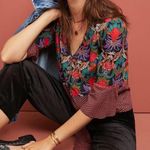 Anthropologie  Maeve Carter Floral Boho Tie Front Blouse XS Photo 1