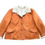 Chico's 🔃 Orange Faux Suede Sherpa Teddy Jacket Photo 0