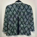 Alex Evenings 3/4 Sleeve Embroidered Blouse Black Silver Sequins Size Medium Photo 7