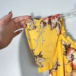 Bebop Yellow Floral Chiffon Lined Puff Sleeve Maxi Floor Length Dress Summer M Photo 2