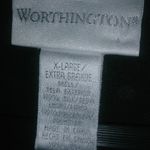 Worthington  XL Silk Polka Dot Button Front Top Black White Workwear Photo 5