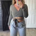 Blue Blush Green Long Sleeve Tie Crop Top Photo 0