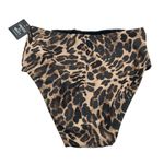 Bar III High Waisted Bikini Bottom Ruched Cheeta Print Brown XS Photo 2