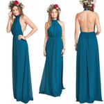 Show Me Your Mumu  Collette Collar Maxi Dress in Deep Jade Chiffon Size Large Photo 1