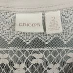 Chico's Size 2 (large) Light Grey Short Sleeve Top With Lace Photo 1