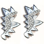 Sam Edelman NEW - Modern Zig-Zag Silver & Rhinestone Edgy Spike Statement Earrings Photo 0
