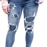 Judy Blue  Jeans Women's Size 7/28 Skinny Fit Pinstripe‎ Patch Distressed Denim Photo 2