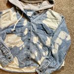 American Eagle AE Cropped Denim Hooded Shacket Photo 7