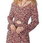 Sanctuary NWT Floral Print Chiffon Long Sleeve Front Cut-Out Midi Dress Photo 1