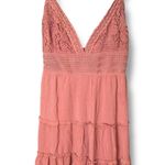 Rue 21  XL Boho Crochet Lace Tiered Mini Dress Rust Pink Open Back Photo 0