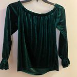 One Clothing Womens Green Velvet Off The Shoulder Top M Medium Long Sleeve Shirt Photo 5