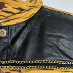 English Rose  Yellow & Black Animal Print Faux Leather Jean Jacket Size S/M Photo 3
