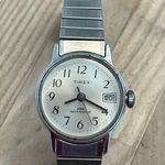Timex Ladies Watch Vintage Automatic Stainless Stretch Bracelet Silver Dial Date Photo 1