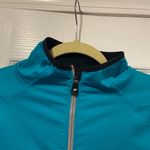 New Balance Size M Turqoise Mock Neck Fleece Half Zip Running Top Thumbholes Photo 3