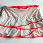 LUCKY IN LOVE White Neon Orange Tiered Ruffle Pickleball Tennis Skort SZ M 8/10 Size M Photo 0