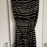 Black & Tan Striped Cowl Neck Sleeveless Dress EUC Size 8 Photo 0