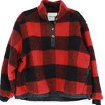 American Eagle Sherpa Buffalo Plaid Popover Jacket Red Black Size Small NWT Photo 9