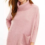 Loft Ann Taylor Turtleneck Sweater Women's Medium Pink Pockets Cotton Tunic Photo 0