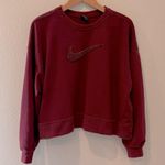 Nike Women's Maroon Logo Cropped Crewneck Sweatshirt Size Large Photo 0