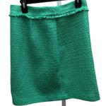 Karl Lagerfeld  Pencil Skirt Tweed Fringe Women’s Size 4 Green Stretch Designer Photo 3
