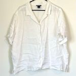 Jones New York  Signature White Linen Short Sleeve Button-Up Shirt - Size: 3X Photo 0
