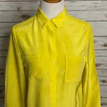 Jenni Kayne yellow collared long sleeve button-up silk blouse Size Medium Photo 2