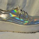 Prada  Holographic Iridescent Platform Lace Up Logo Sole Shoe  37/7 Photo 5