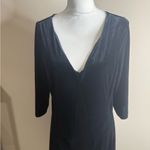 Coldwater Creek Black velour Sheath Dress Plunge Neck 3/4 Sleeve Photo 3