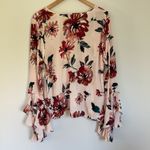1. State Light Pink Floral Top Long Split Bell Sleeve Sz Medium Photo 6