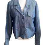 Rag and Bone Jessie Linen Blend Blue Chambray Shirt Jacket Button Size Large Photo 0
