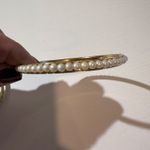 Set of 5 Stackable Bangles Gold Tone Rhinestone Pearl Embellished Photo 4