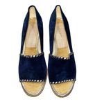 Jack Rogers Blue Suede Palmer Jute Wrapped Wedge Espadrille Peeptoe Shoes 9.5 Photo 2