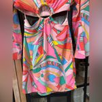 Anthropologie Groovy cutout mini dress long sleeve balloon o-ring bamboo go go satin go out Photo 7