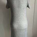 Roxy New Ribbed Lace Up V-Neck Heather Gray Short Sleeve Tee Shirt Mini Dress Photo 4
