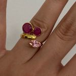 Pink Jewelry Stone Set Adjustable Ring Triple Stone & Triple Hoop Portugal Photo 6