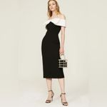 Rebecca Vallance Hepburn Bow Midi Dress Black US 8 Photo 5
