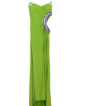 JASZ Dress Strapless Gown Open Side with Rhinestones Bright Green Size 00 NWT Photo 2